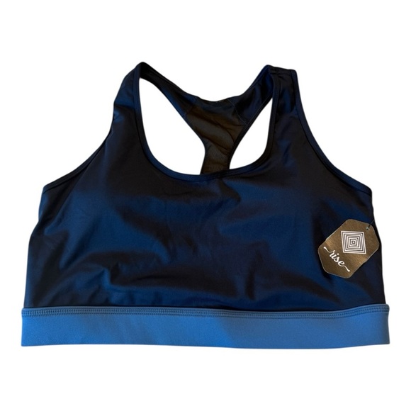 RISE INVINCIBLE Racerback Medium Impact Navy Blue Sports Bra Size X Large NEW - Picture 1 of 11